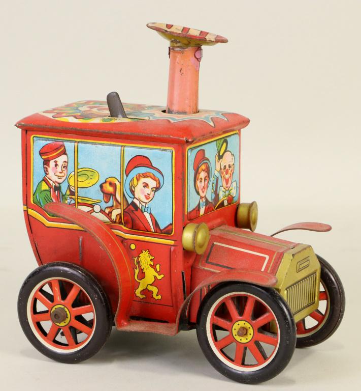 TIN WIND UP TOY CLOWN CAR (1 of 2)