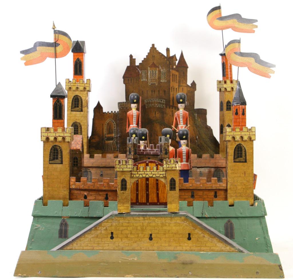 OLD GERMAN WOOD/LITHO/PAINTED CASTLE TOY SET (1 of 3)