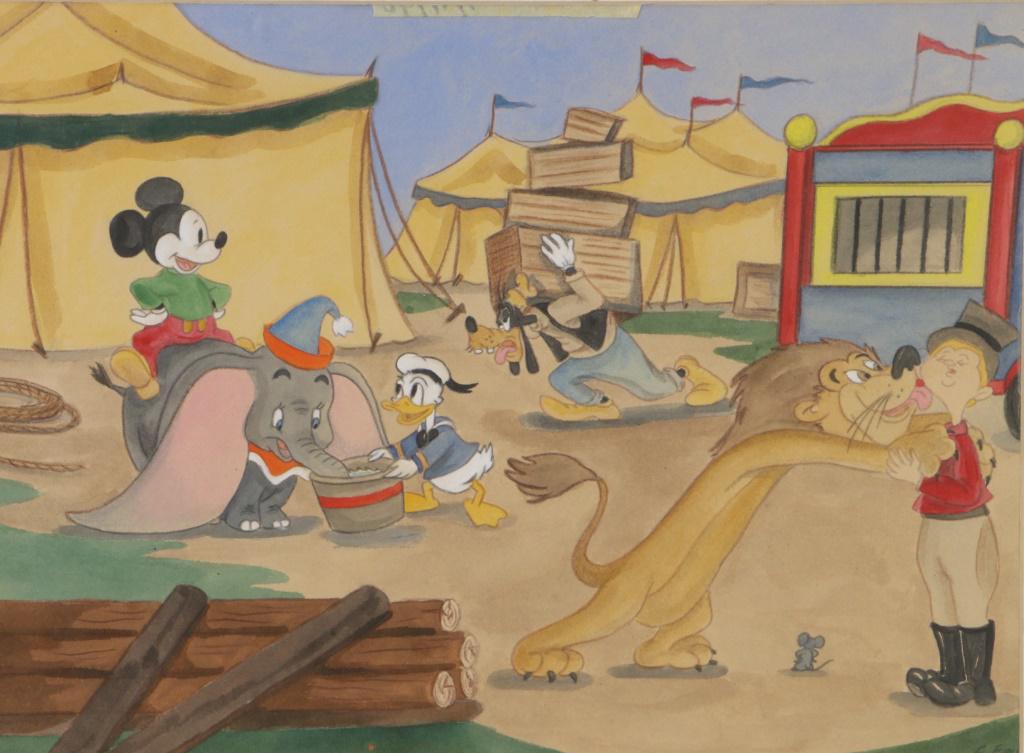 ORIGINAL DISNEY WATERCOLOR PAINTING: Signed Original watercolor of Disney figures by known artist that worked for Disney. Frank Follmer was hired in 1937 and was released in 1940. It is likely that he worked on some of the animated featu