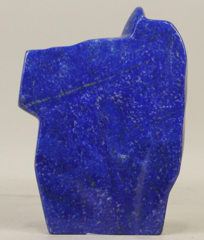 POLISHED LAPIS LAZULI SLICE: POLISHED LAPIS LAZULI SLICE (L1) TOTAL WEIGHT: 1.4 LBS. Height: 6 in. by Width: 5 in. by Depth: 1/2 in.