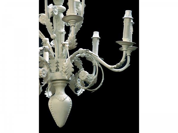 12-LIGHT, DOUBLE TIER, PAINTED WHITE CHANDELIER - 2