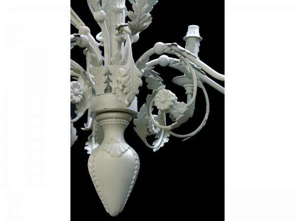 12-LIGHT, DOUBLE TIER, PAINTED WHITE CHANDELIER - 3
