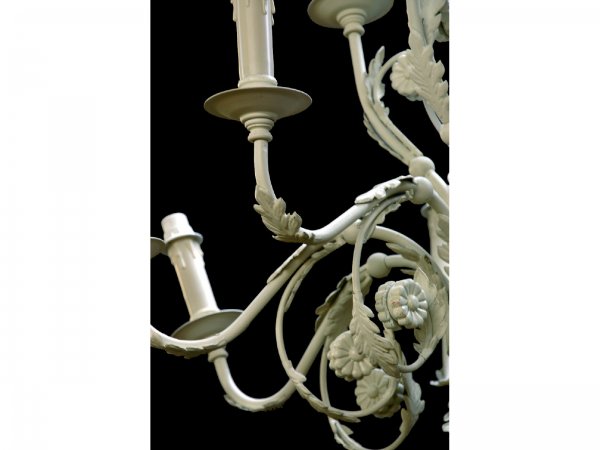 12-LIGHT, DOUBLE TIER, PAINTED WHITE CHANDELIER - 5