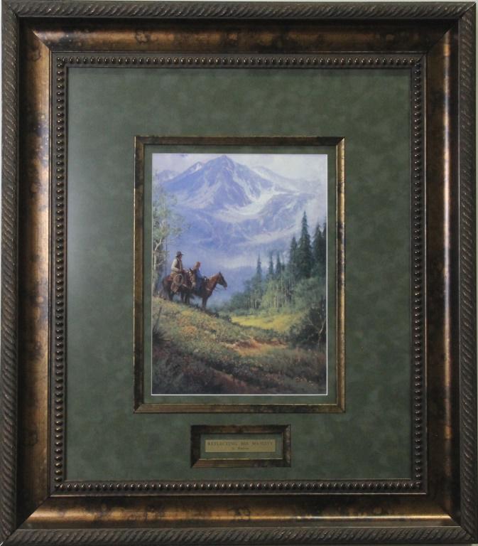 G. HARVEY "REFLECTING HIS MAJESTY" PRINT: G. HARVEY "REFLECTING HIS MAJESTY" PRINT. FRAMED AND MATTED. Height: 30 & 13 in. by Width: 27 & 10 in.
