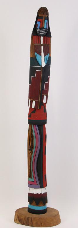 PAINTED NAVAJO SCULPTURE: PAINTED NAVAJO SCULPTURE. Height: 41 1/2 in. by Width: 9 in. by Depth: 7 in.