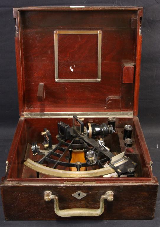 MID 19TH CENTURY W. LUDOLPH GERMAN SEXTANT: MID 19TH CENTURY W. LUDOLPH BEMERHAVEN NAVIGATOR'S SEXTANT Height: 6 in. by Width: 13 in. by Depth: 12 in.