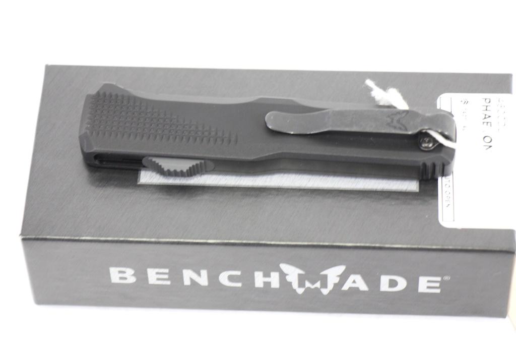 BENCHMADE BLACK PHAETON OTF 3.45" KNIFE (NEW): BENCHMADE BLACK PHAETON OTF 3.45" KNIFE (NEW)INCLUDES ORIGINAL BOX **CANNOT SHIP TO: CA, DE, IL, MA, MD, MN, MT, NJ, NM, NY, PA, VA OR WA.**