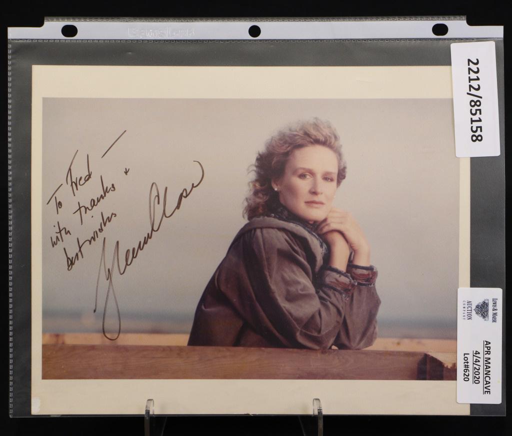 GLENN CLOSE AUTOGRAPHED PHOTO: GLENN CLOSE AUTOGRAPHED PHOTO Height: 8 in. in. by Width: 10 in.