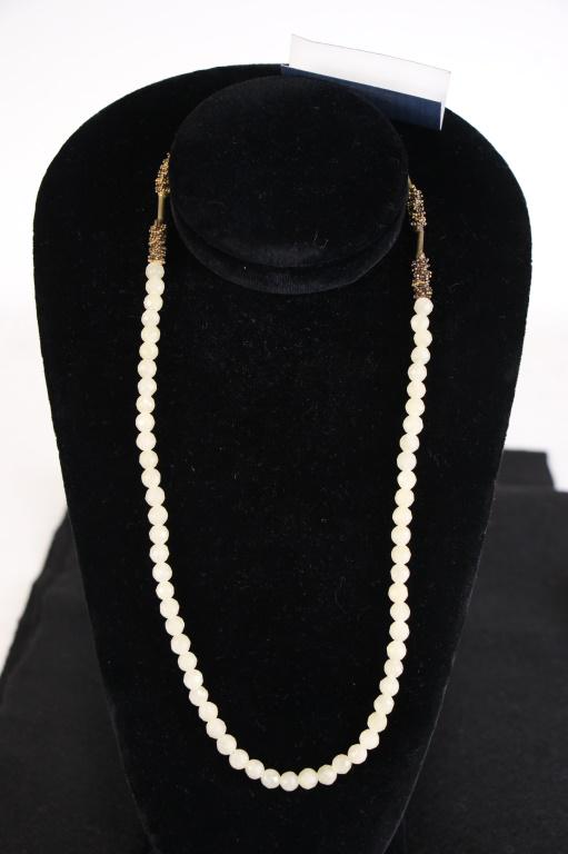 LEMON JADE W/22kt YG BEADING NECKLACE: LEMON JADE W/22kt YELLOW GOLD BALINESE VERMEIL BEADING NECKLACE