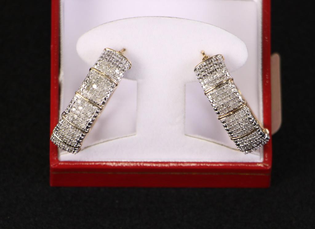 PAIR OF LARGE DIAMOND HOOP EARRINGS (1 of 1)