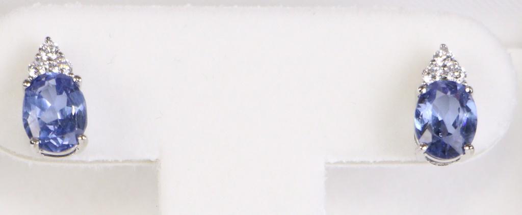 PAIR OF OVAL CUT TANZANITE EARRINGS (1 of 1)