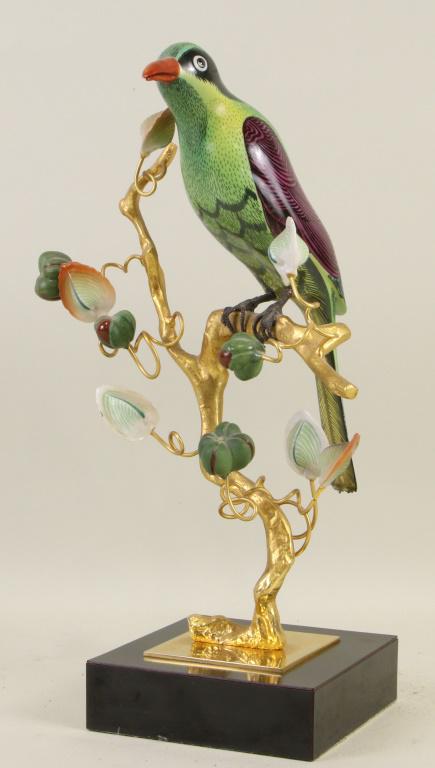 ITALIAN ENAMELED METAL BIRD SCULPTURE (1 of 2)