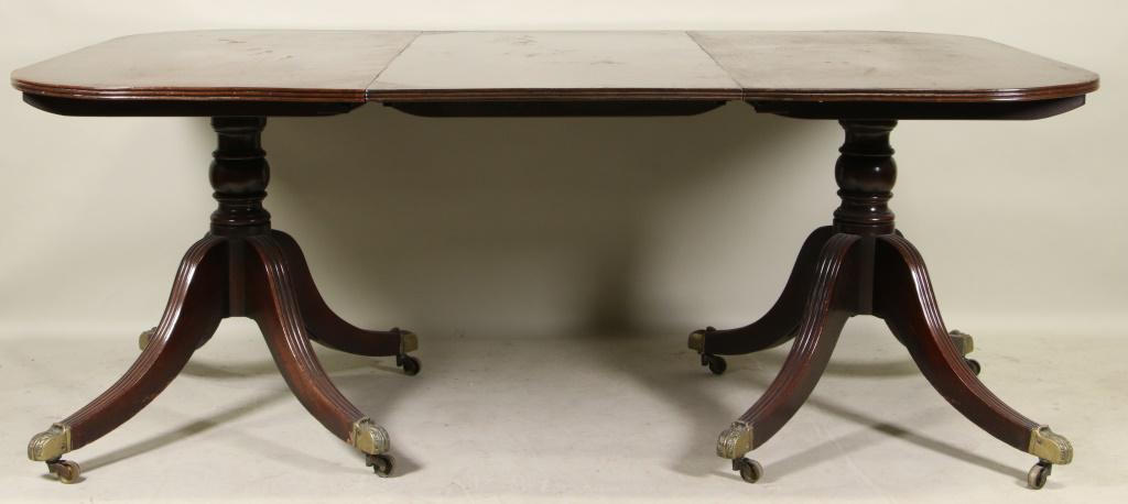 CIRCA 1840's MAHOGANY DOUBLE PEDESTAL DINING TABLE (1 of 3)