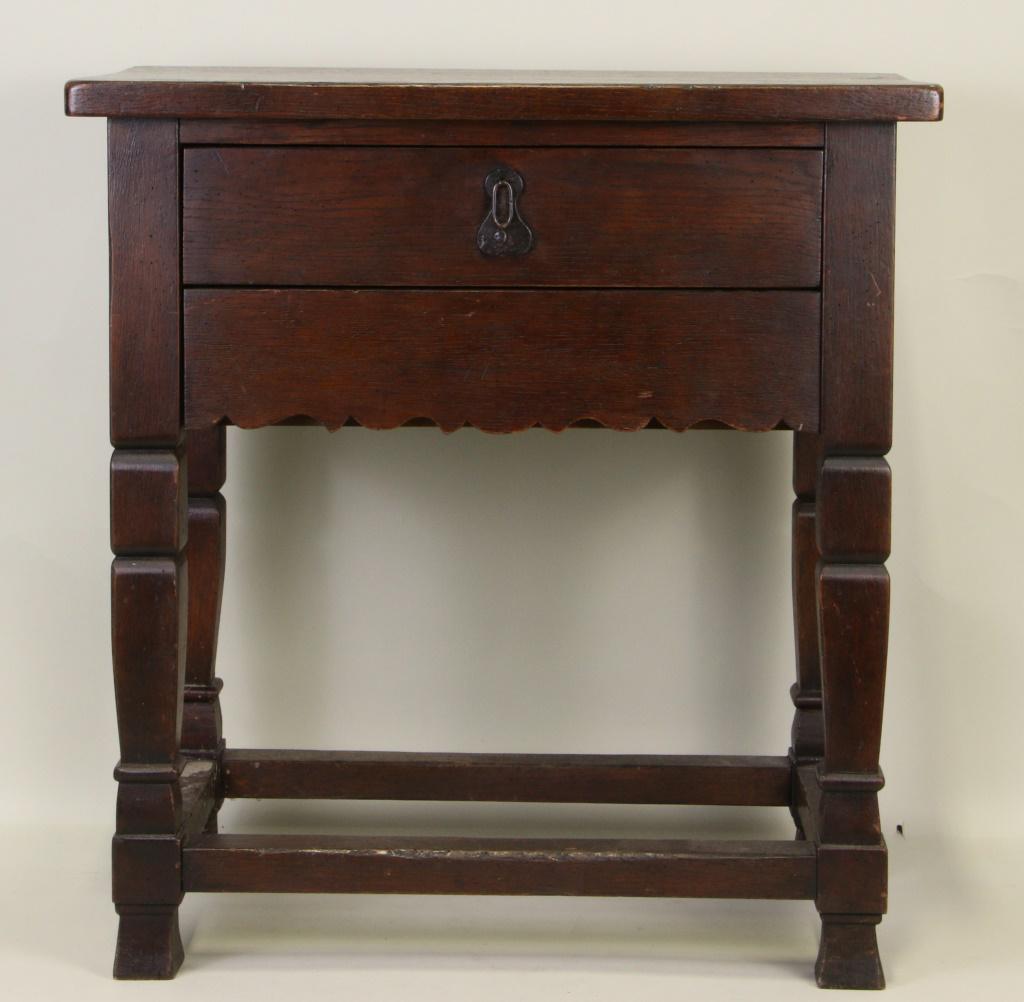ANTIQUE SPANISH OAK TABLE WITH DRAWER (1 of 2)