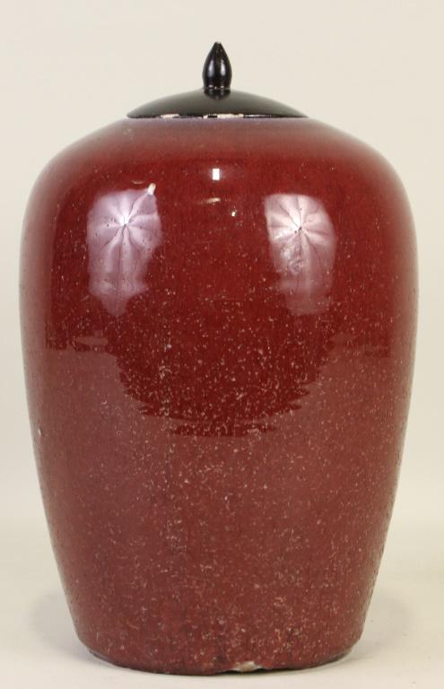 RED GLAZED LIDDED VASE (1 of 1)