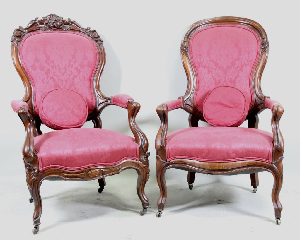 PAIR OF CIRCA 1850's VICTOR BALLOON BACK ARMCHAIRS (1 of 5)