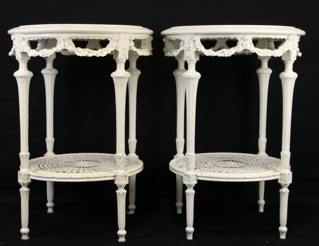 PAIR OF CARVED & PAINTED END TABLES (1 of 1)