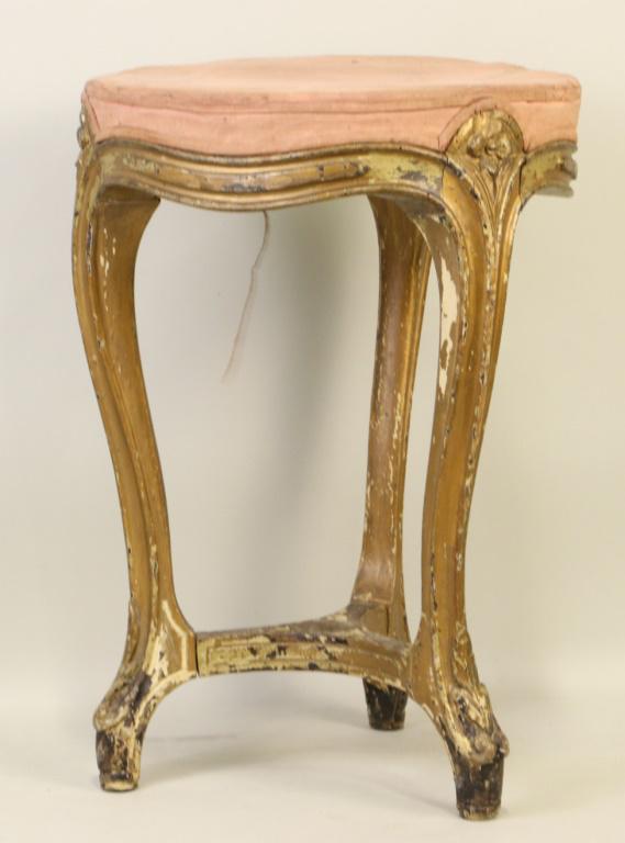 VINTAGE FRENCH PAINTED & GILDED VANITY STOOL (1 of 3)