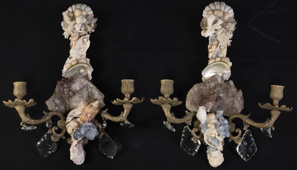 PAIR OF 19TH CENTURY EMBELLISHED SCONCES (1 of 1)