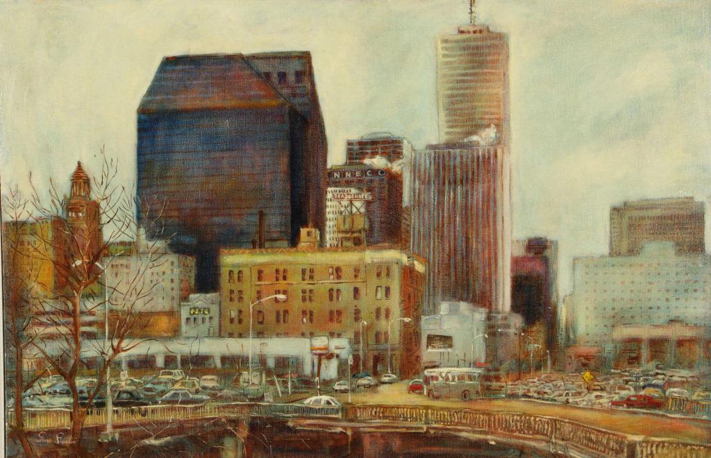 GENE GEESLIN "DOWNTOWN HOUSTON" OIL ON CANVAS (1 of 3)