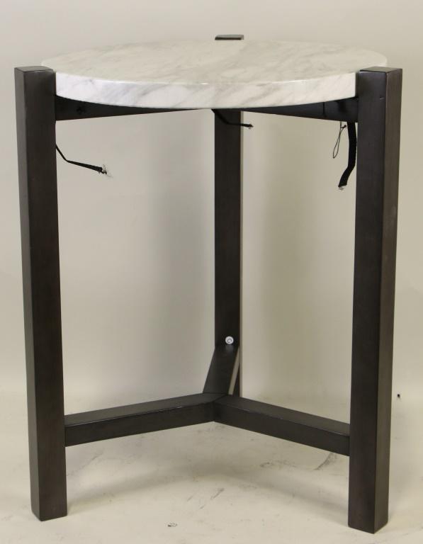 SET OF TWO CONTEMPORARY MARBLE TOP END TABLES (1 of 1)