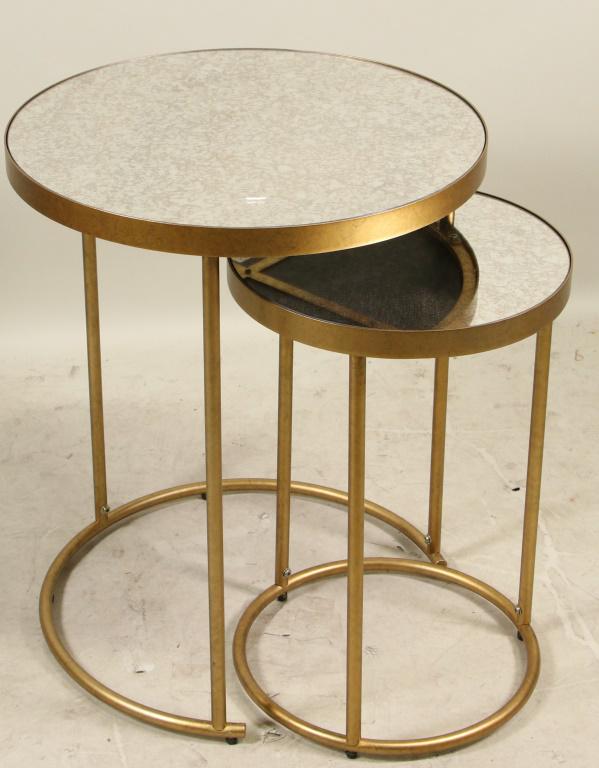 TWO-PIECE CONTEMPORARY MIRROR-TOP NEST OF TABLES (1 of 2)