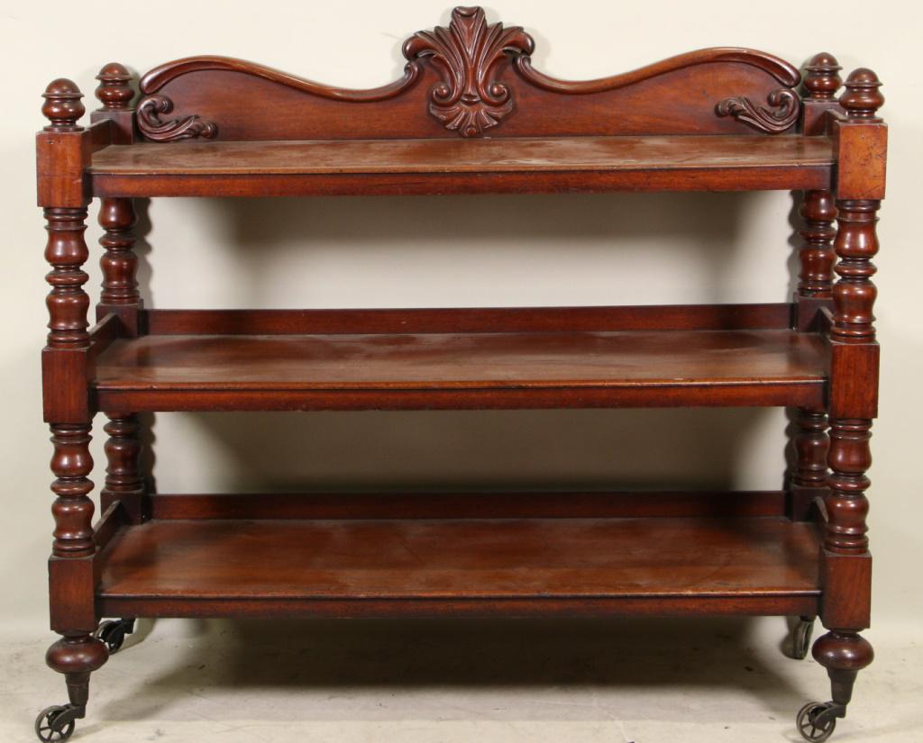 CIRCA 1850 MAHOGANY BUTLER'S THREE TIER TROLLEY (1 of 2)