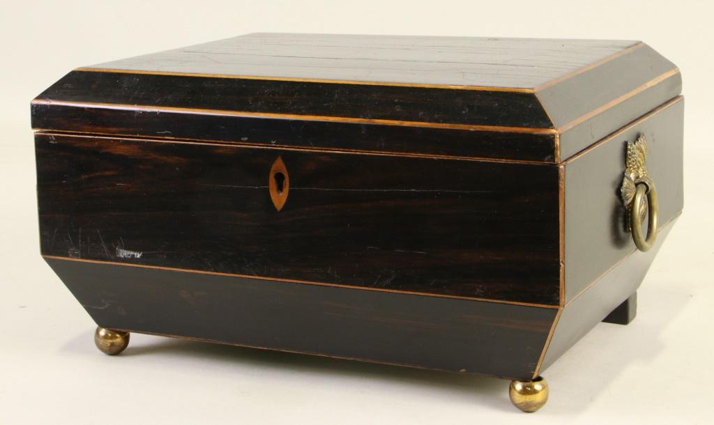 19th CENTURY REGENCY BLACK LACQUERED BOX (1 of 3)