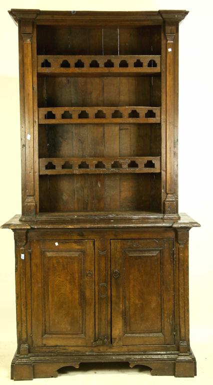 CIRCA 1600's SPANISH OAK CABINET WITH PLATE RACK (1 of 2)