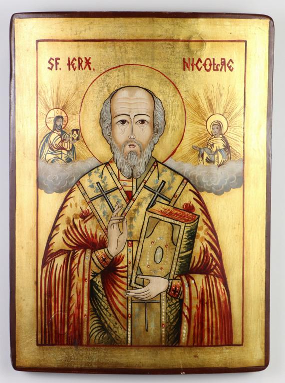 PAINTED & GILDED ST. NICHOLAS ICON (1 of 2)