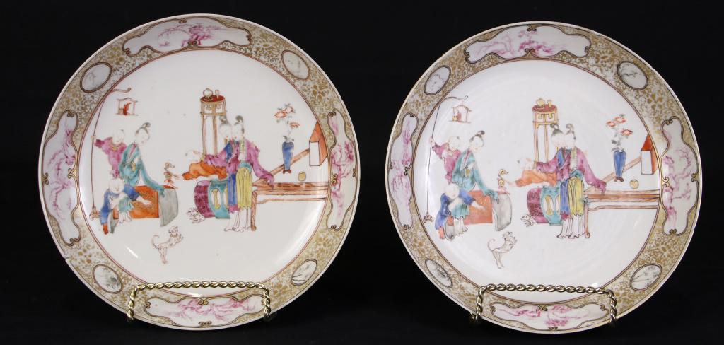 PAIR OF 19th CENTURY CHING DYNASTY PORCELAIN PLATES (1 of 3)