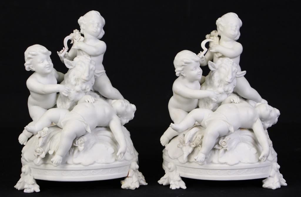 PAIR OF 19TH CENTURY BISQUE CHERUB FIGURES (1 of 2)
