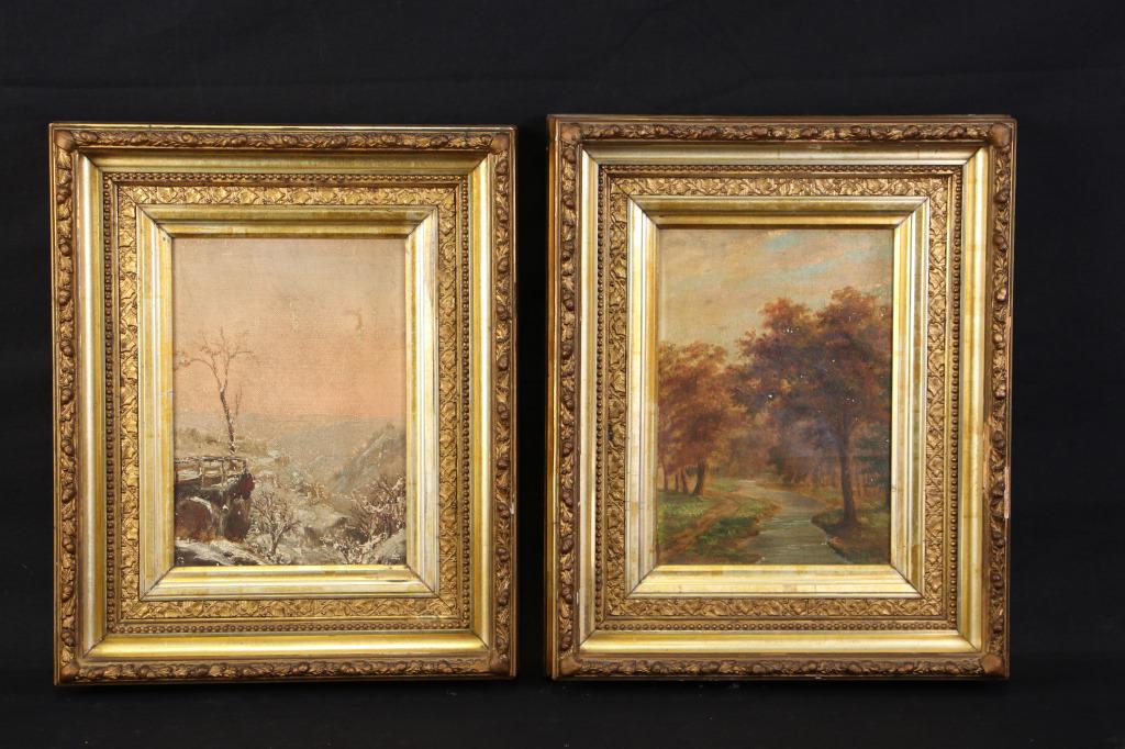 LOT OF TWO LANDSCAPE OIL ON CANVAS PAINTINGS (1 of 1)
