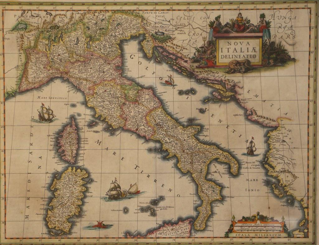 19th CENTURY WILLIAM BLAEU "ITALY" ENGRAVING (1 of 2)