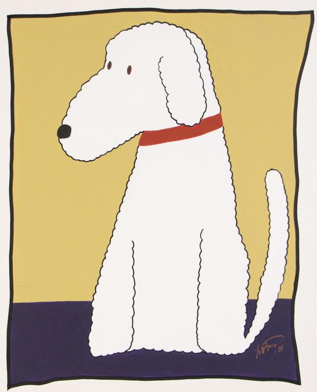 WHITE DOG ACRYLIC ON CANVAS PAINTING (1 of 2)