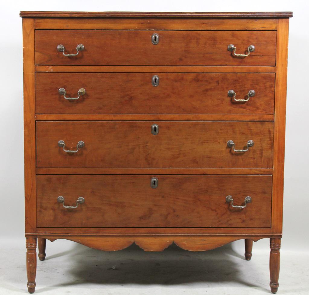 CIRCA 1800 AMERICAN CHERRY CHEST OF DRAWERS (1 of 2)