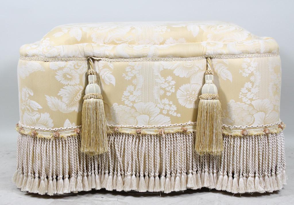 BUTTON TUFTED OTTOMAN WITH FRINGE (1 of 2)