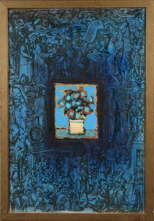 DAVID ADICKES "FLOWER, VASE" MIXED MEDIA (1 of 2)