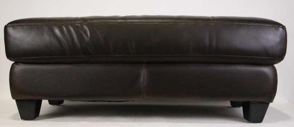 BASSET BLACK LEATHER OTTOMAN (1 of 1)