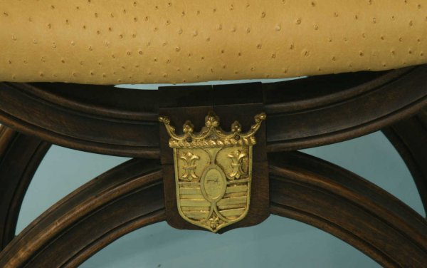 A PAIR OF OSTRICH LEATHER SAVONAROLA CHAIRS - 7