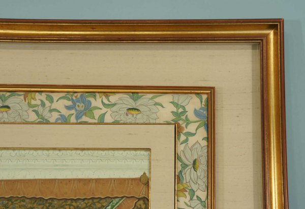 FRAMED AND MATTED MOGUL PAINTED ON SILK - 9