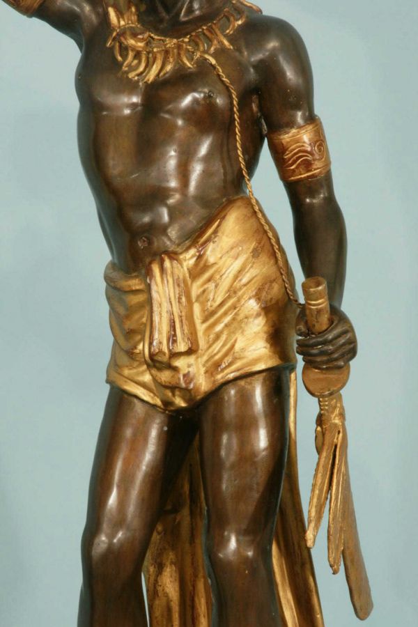 PAIR OF BRONZE MALE AND FEMALE LIGHT BEARER - 4