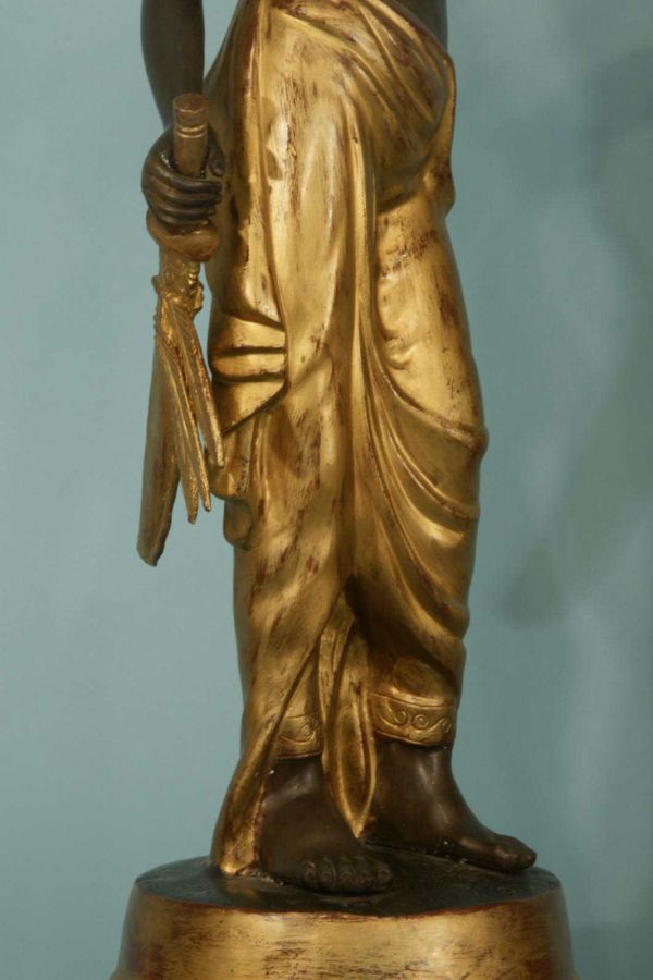 PAIR OF BRONZE MALE AND FEMALE LIGHT BEARER - 7