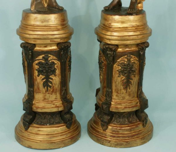 PAIR OF BRONZE MALE AND FEMALE LIGHT BEARER - 8
