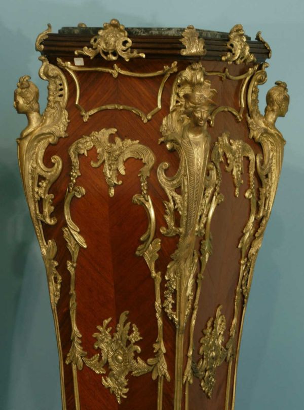 PAIR OF EMPIRE BURL WOOD AND GILT PEDESTALS. Hei - 2