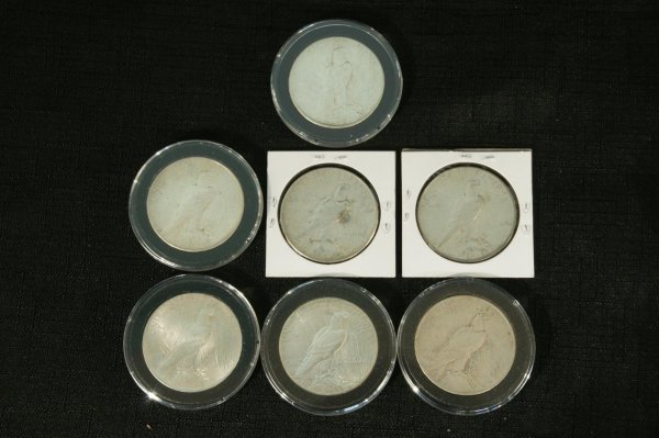 LOT OF MORGAN SILVER DOLLARS & PEACE DOLLARS - 5