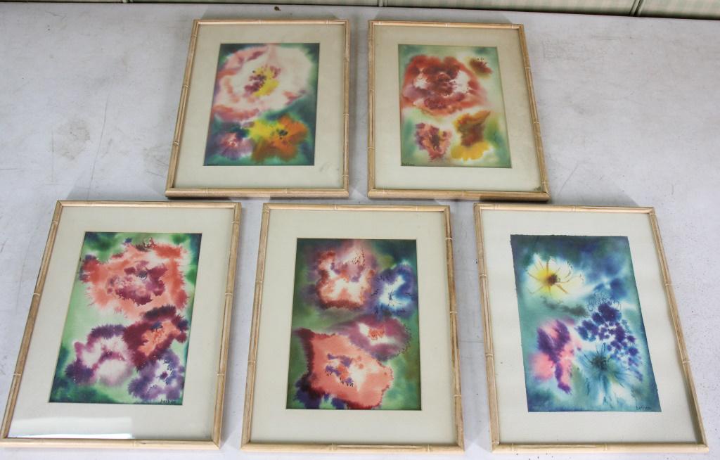 LOT OF FIVE FRAMED & MATTED BOTANICAL PRINTS (1 of 2)