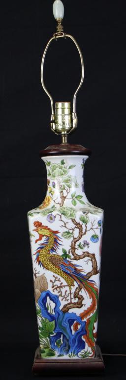 PORCELAIN VASE NOW LAMP: PORCELAIN VASE NOW LAMP. Height: 30 in. by Width: 6 1/2 in. by Depth: 6 1/2 in.