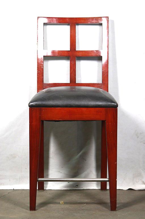 BAR STOOL WITH LEATHER SEAT: BAR STOOL WITH LEATHER SEAT. 42h x 19w x 20"d.