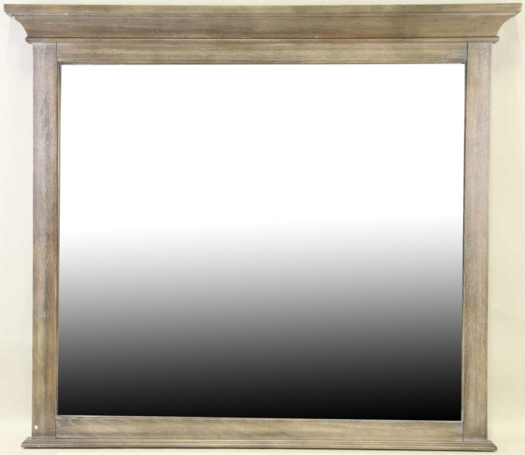 WOOD FRAMED BEVELED GLASS MIRROR (1 of 2)